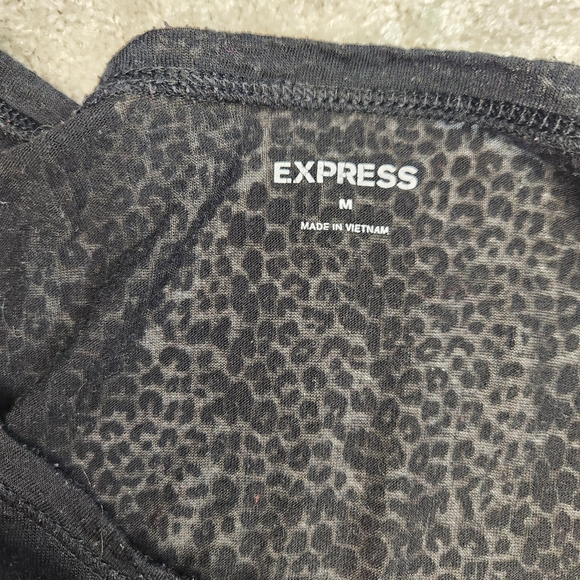 Express Black Leopard Sheer Print Top - Picture 4 of 6